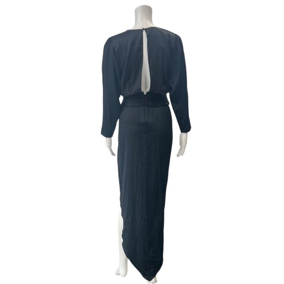 Ronny Kobo Black Silk Asymmetric Midi Slit Dress size Small - Picture 6 of 9